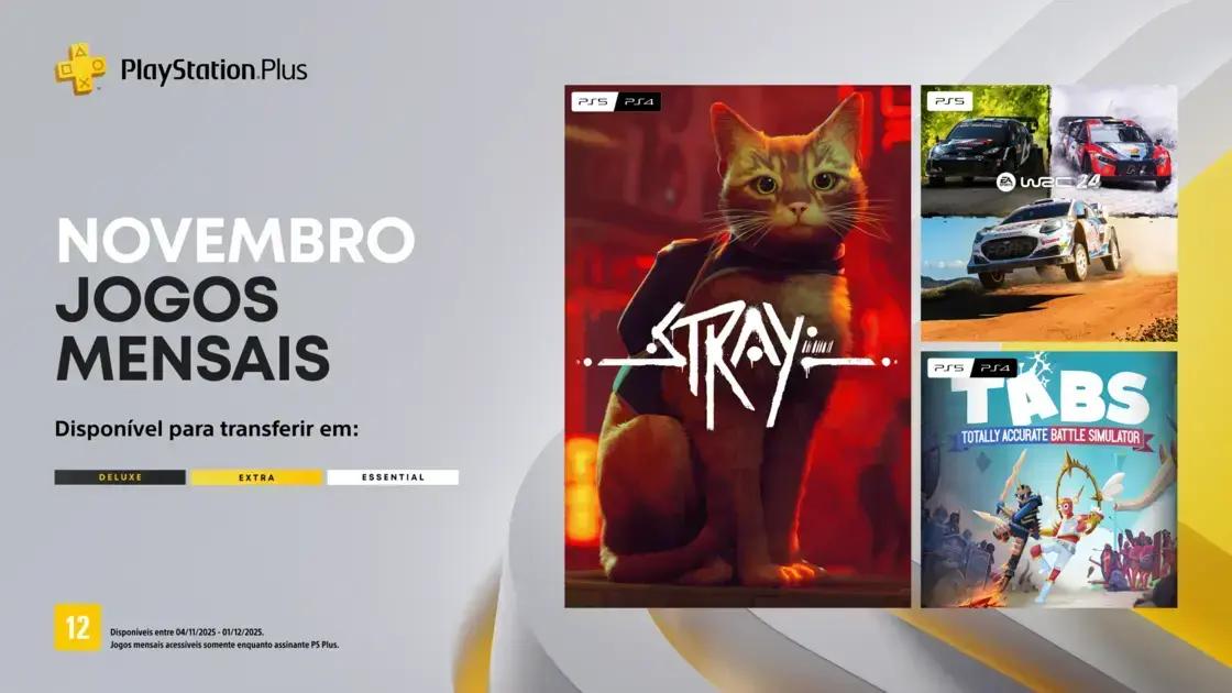 Jogos de Novembro no PlayStation Plus: Stray, WRC 24 e TABS