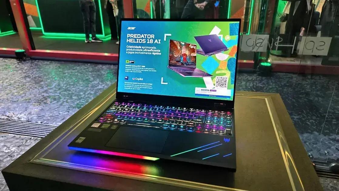 Novos notebooks da Acer combinam inteligência artificial e performance para gamers